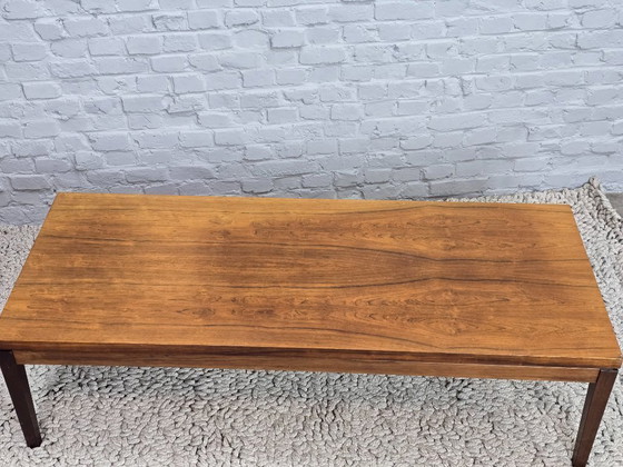 Image 1 of Large Mid-Century Design Rosewood Veneer Rectangle Coffee Table with Aluminium Trim, 1960s. 