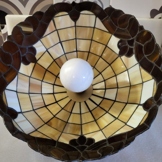 Image 1 of Kleurrijke vintage Tiffany hanglamp, Honsel Leuchten