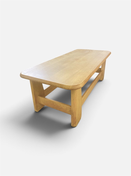 Brutalist Coffee Table in Solid Oak, Elephant Legs, Belgium 1970, Wood, Brown (photo 4 of 7)