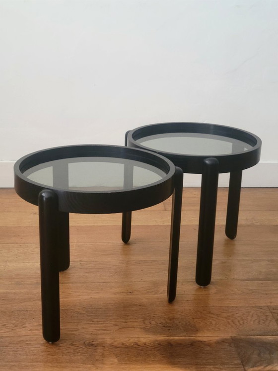 Porada Arredi Cabiate Nesting Tables, Set Van 2, Made In Italy – Bijzettafels, Glass, Wood (photo 3 of 9)