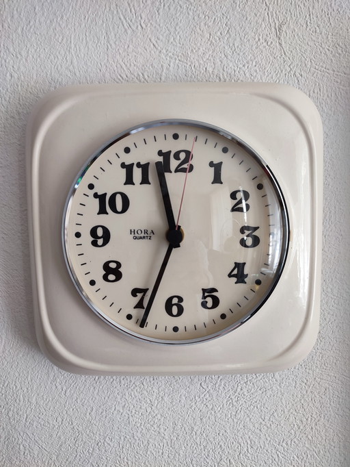 Horloge murale vintage en céramique crème Horloge de cuisine Hora