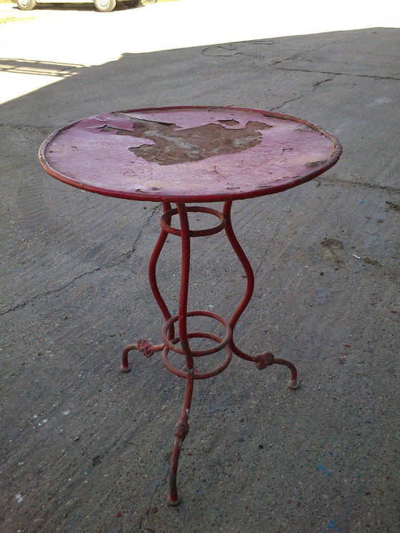 Vintage rode bistrotafel, jaren 50 – Eettafels, Metaal (photo 2 of 6)
