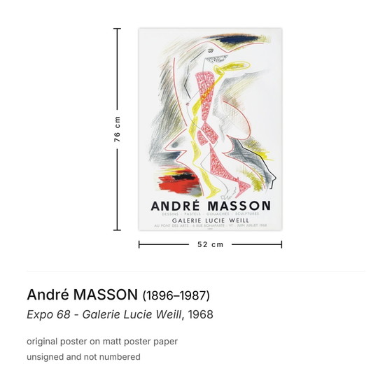 Image 1 of André MASSON Expo - Galerie Lucie Weill Manifesto 1968