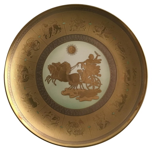 Arte Morbelli Zodiac Cancro / Cancer Teller aus 24k Gold Porzellan - Italien, 1970er