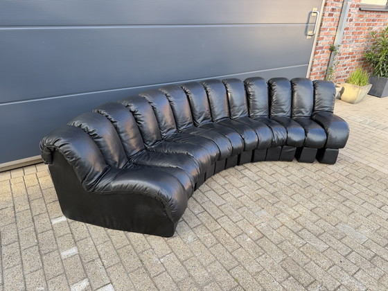 Image 1 of De Sede DS600 Snake Tatzelwurm 13-piece set in black leather in top condition!