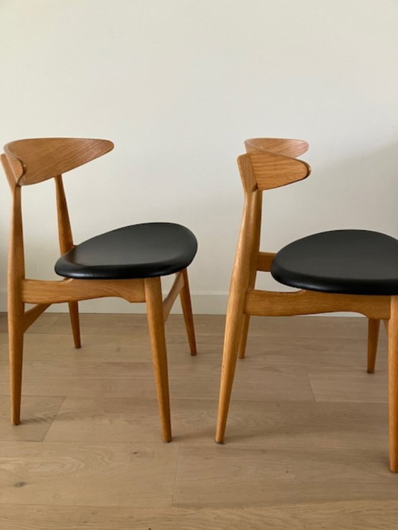 Image 1 of 2xCarl Hanssen& son CH33T eiken met zwart leder