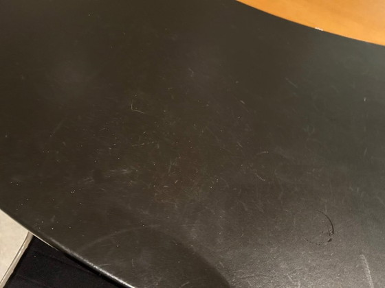 Large round conference table, black leather and wood, Eames, Metal, Modern (photo 6 of 6)