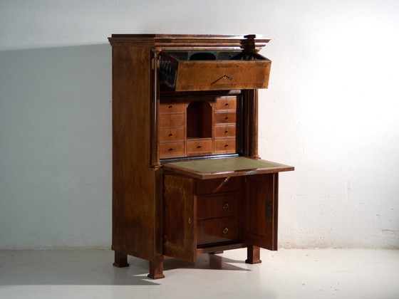 Antico secretaire Biedermeier in legno di noce – Austria, circa 1840 – Scrivanie, Brass (photo 17 of 40)