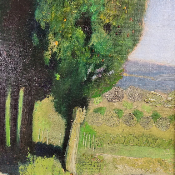 Image 1 of Óleo Sobre Lienzo “El Callejón De Los Cipreses”, René Genis, Pintura De Paisaje, S. Xx – Francia