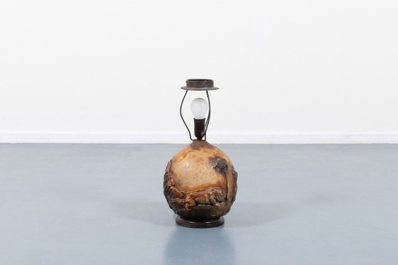 Image 1 of Vintage Danish ceramic relief table lamp, 1960’s