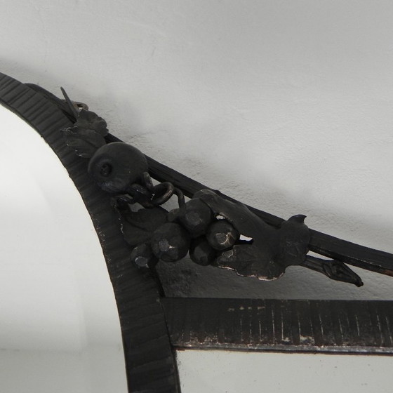 Image 1 of Art Deco mirror with faceted glass in a steel frame, 1930s