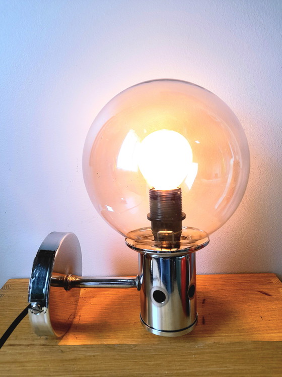 Image 1 of Par de apliques de pared cromados, década de 1970.