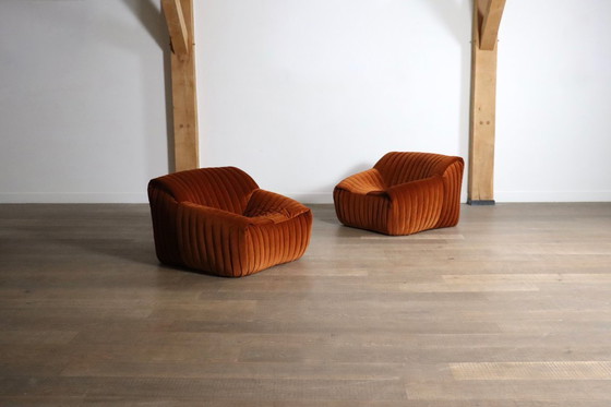 Image 1 of Paar Cinna Sandra loungestoelen in fluweel van Annie Hieronimus, 1970