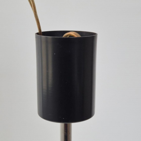 Image 1 of Lampada a sospensione vintage anni '50 di Arlus House in acciaio cromato e vetro opalino.