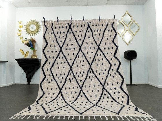 Image 1 of Tapis berbère - 305 cm x 208 cm - blanc et noir Laine
