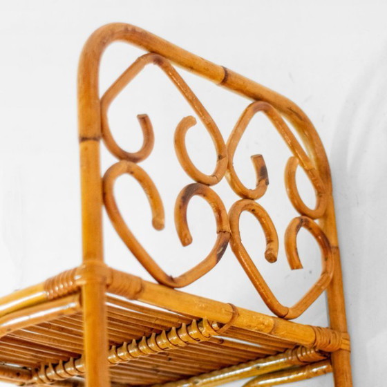 Image 1 of 1x Mid-Century Italian Small Bamboo and Rattan Bookcase, 1960s