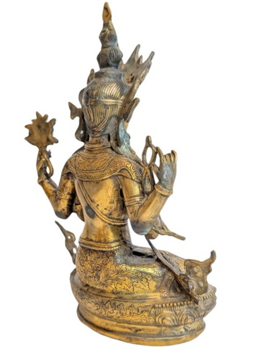Avalokiteshvara (Chenrezig) à quatre bras en bronze doré – Himalaya – Sculptures, Gold (photo 4 of 11)