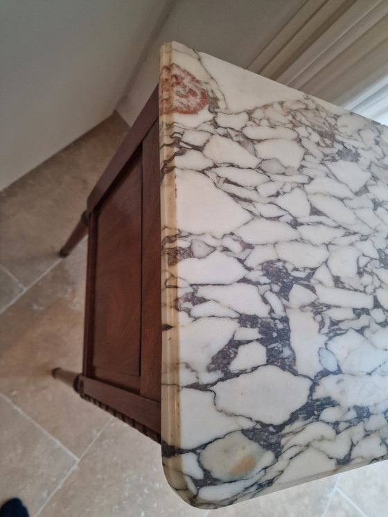 Image 1 of Antique French Louis XVI Bedside Cabinet with Marble Top – Circa 1900 Vintage