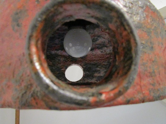 Image 1 of Brutalist Pendant Lamp, Hallway Lamp, Bar Lamp, Red Ceramic Vintage