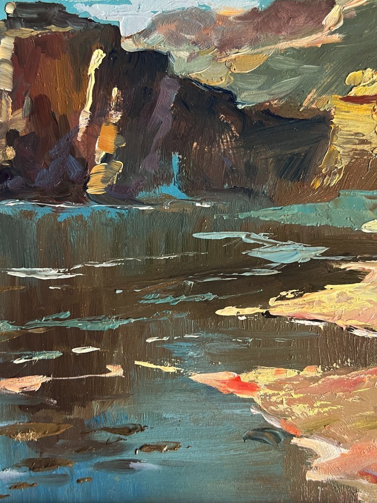 Original Oil Painting Seascape The Coast near the Mountains | €360