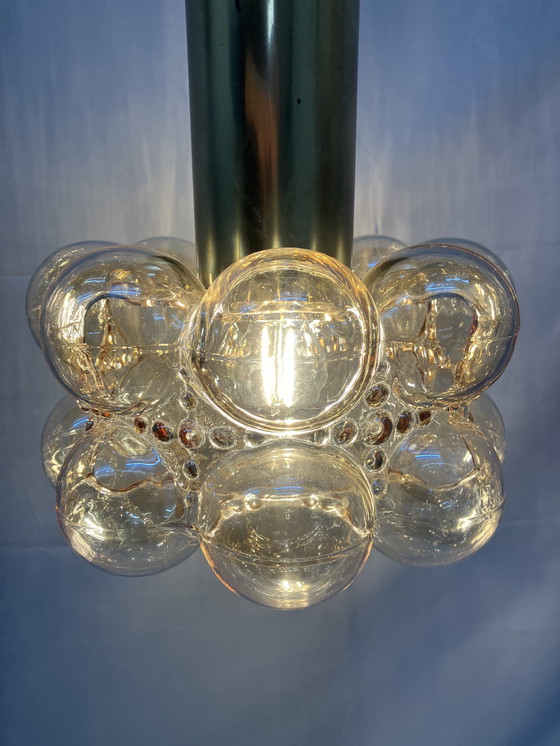 Image 1 of Lampada a sospensione a bolle Helena Tynell color ambra, di Limburg Glashütte