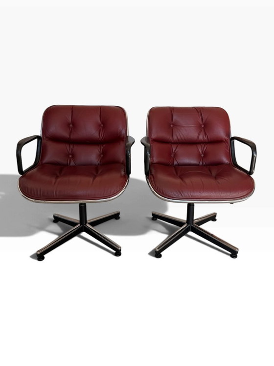 Paire de Fauteuils Executive Charles Pollock Knoll Cuir Bordeaux – Leather (photo 8 of 11)