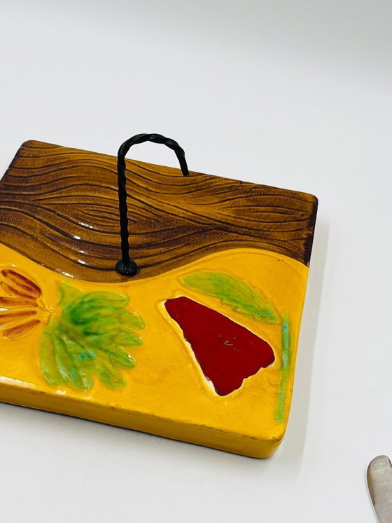 Image 1 of Plateau à fromages carré avec couteau Vallauris