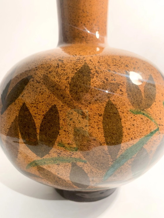 Handbemalte orangefarbene Keramikvase aus den 1950er Jahren aus Mittelitalien – Vasen (photo 8 of 8)