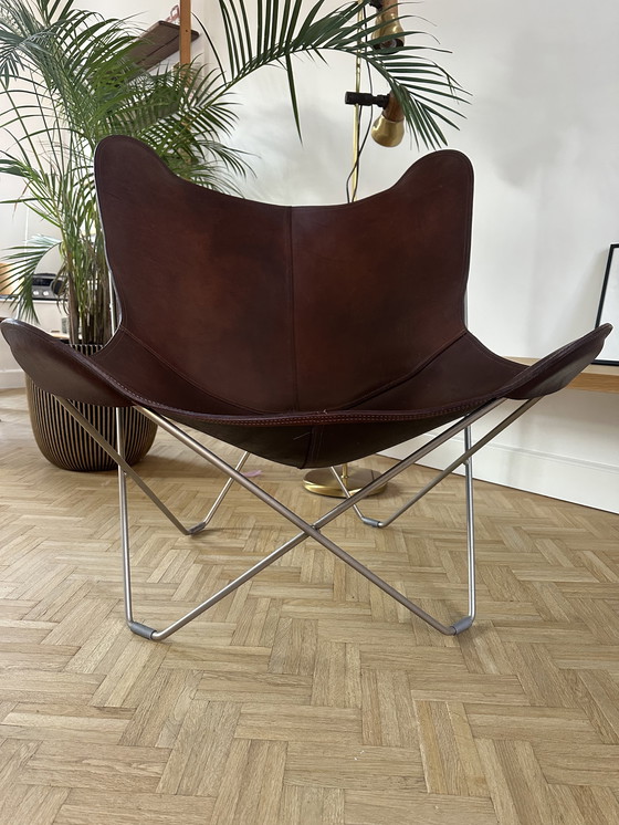 Image 1 of Cuero Leder-Schmetterlingsstuhl – Chrom – Eiche
