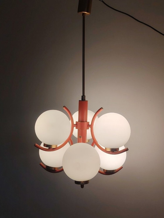 Image 1 of Lampe suspendue futuriste Spoutnik de l'ère spatiale, attribuée à Richard Essig