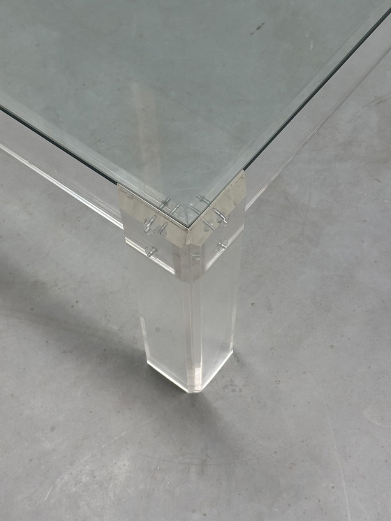 Image 1 of Vintage lucite salontafel - acrylaat poten met glazen blad