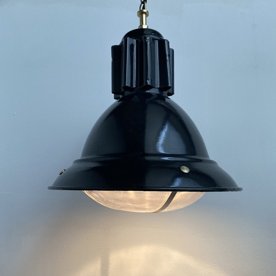 Image 1 of Antieke geëmailleerde industriële hanglamp 30 cm