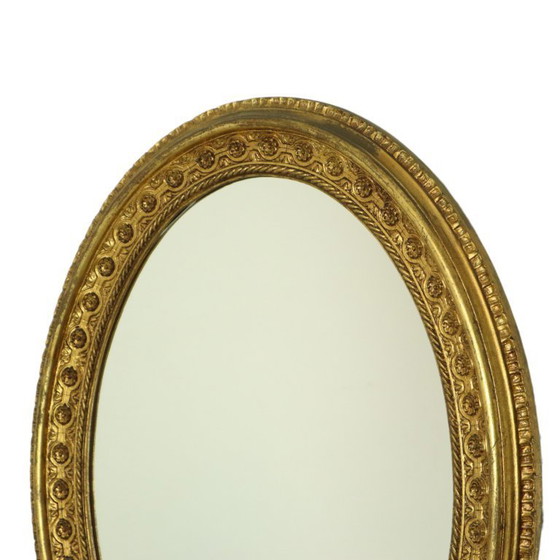 Image 1 of Large Oval Classic Mirror Gold Leaf Baroque Style Flowers 85cm