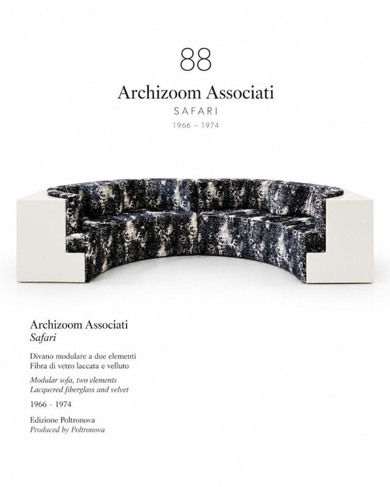 Archizoom Associati "Safari"- Divano ORIGINALE d'epoca, 2 moduli, Poltronova, ca1970 – Divani modulari (photo 4 of 5)