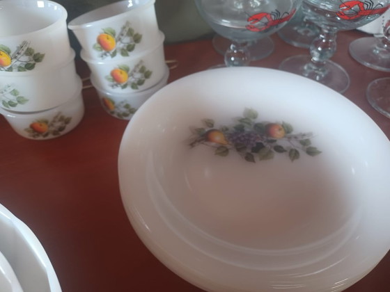 Image 1 of Large lot of vintage Arcopal Fruit de France dinnerware