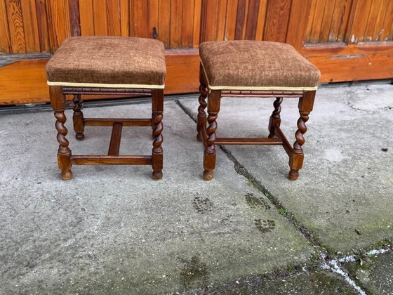 Set of Vintage Colonial Stools in Wood, 1950 (photo 5 of 9)