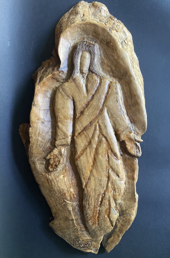 Image 1 of Organic Brutalist Wooden Wall Sculpture – Hand Carved Art Piece