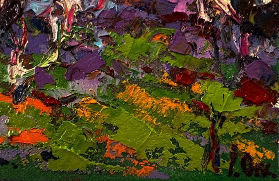 Original Oil Painting Rural Evening Landscape Spring in the Village – Paintings & Drawings, Canvas (photo 5 of 8)
