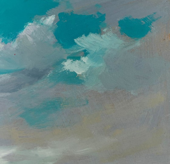 Image 1 of Origineel olieverfschilderij: Zomerkustlandschap, rustig vissen.