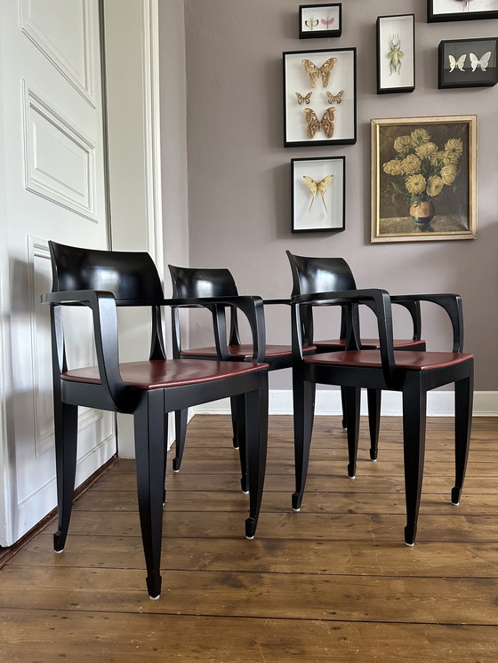 Image 1 of Giorgetti eetkamerset Tafel 50732 radica & Stoelen Ballerina Rosso Bulgare