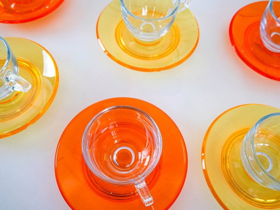 Image 1 of Set of glass cups, Italian design, 1970s, manufactured by Fratelli Guzzini