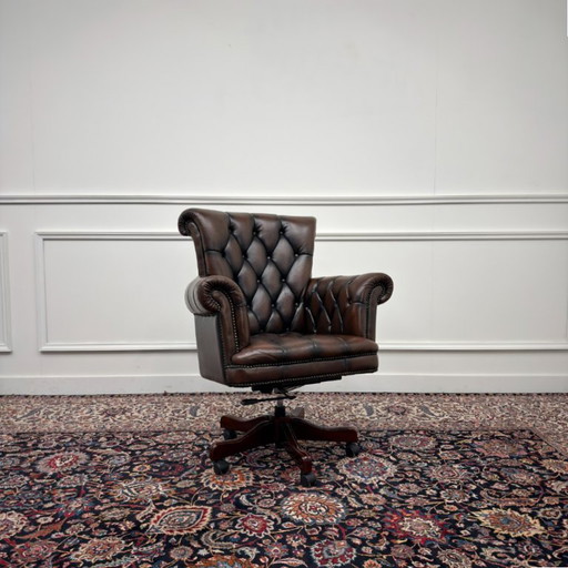 Grote Bruine Engelse Chesterfield Bureaustoel