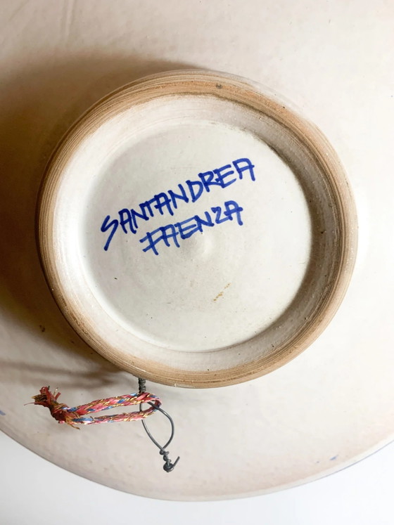 Piatto Decorativo in Ceramica di Faenza Dipinto a Mano Anni '50, Oggetti decorativi (foto 7 di 8)
