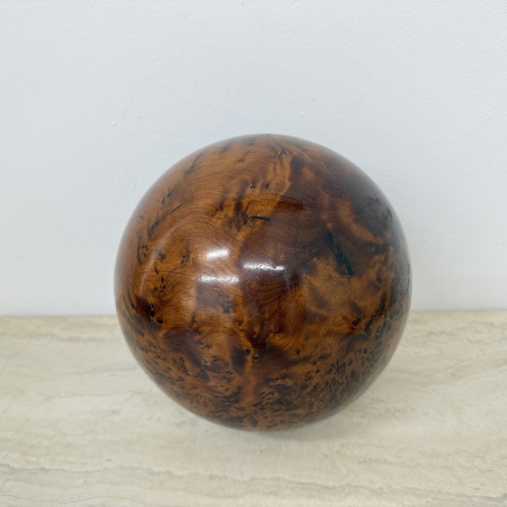 Image 1 of Large antique burl wood ball decorative wooden ball