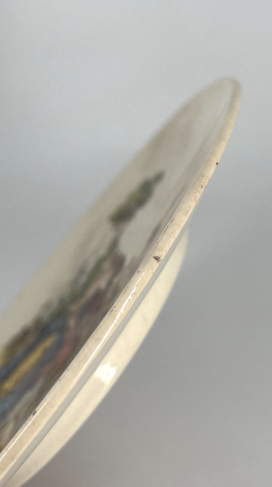 Image 1 of Antique Sarreguemines Decorative Plate – Rococo “Scène Galante” – France c.1900