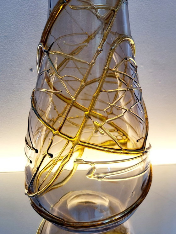 Image 1 of Val saint lambert Studio Cristal Vase, Alfred collard, Reliefdekor, signiert Lüttich, 1990er Jahre