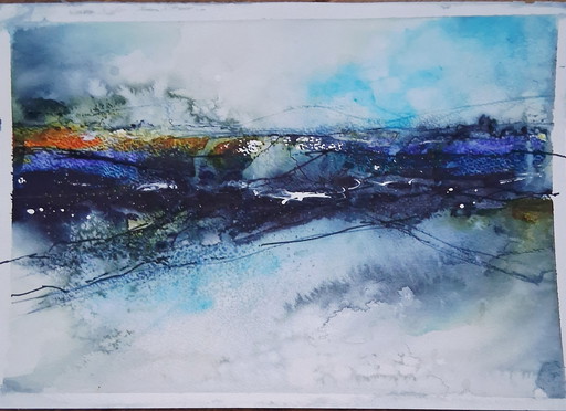Storm is coming,aquarelle en techniques mixtes