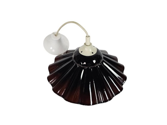 Vrieland Design - Enamel - Metal - Scalloped Edge - Red/Brown - 70s – Pendant lamps, Plastic (photo 9 of 9)