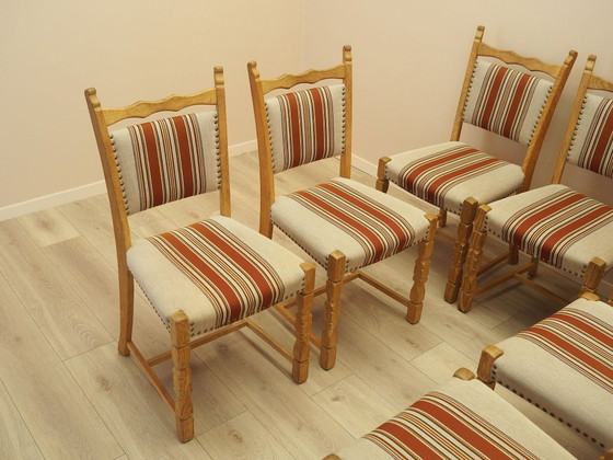 Set di Sedie da Pranzo di Henning Kjærnulf, Struttura in Rovere Massiccio, Danimarca, anni '60 – Textile (photo 3 of 13)