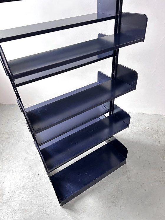 Image 1 of Italienisch-Dutch Lips Vago "Congresso" Stahlblaues Doppelbücherregal, 1966